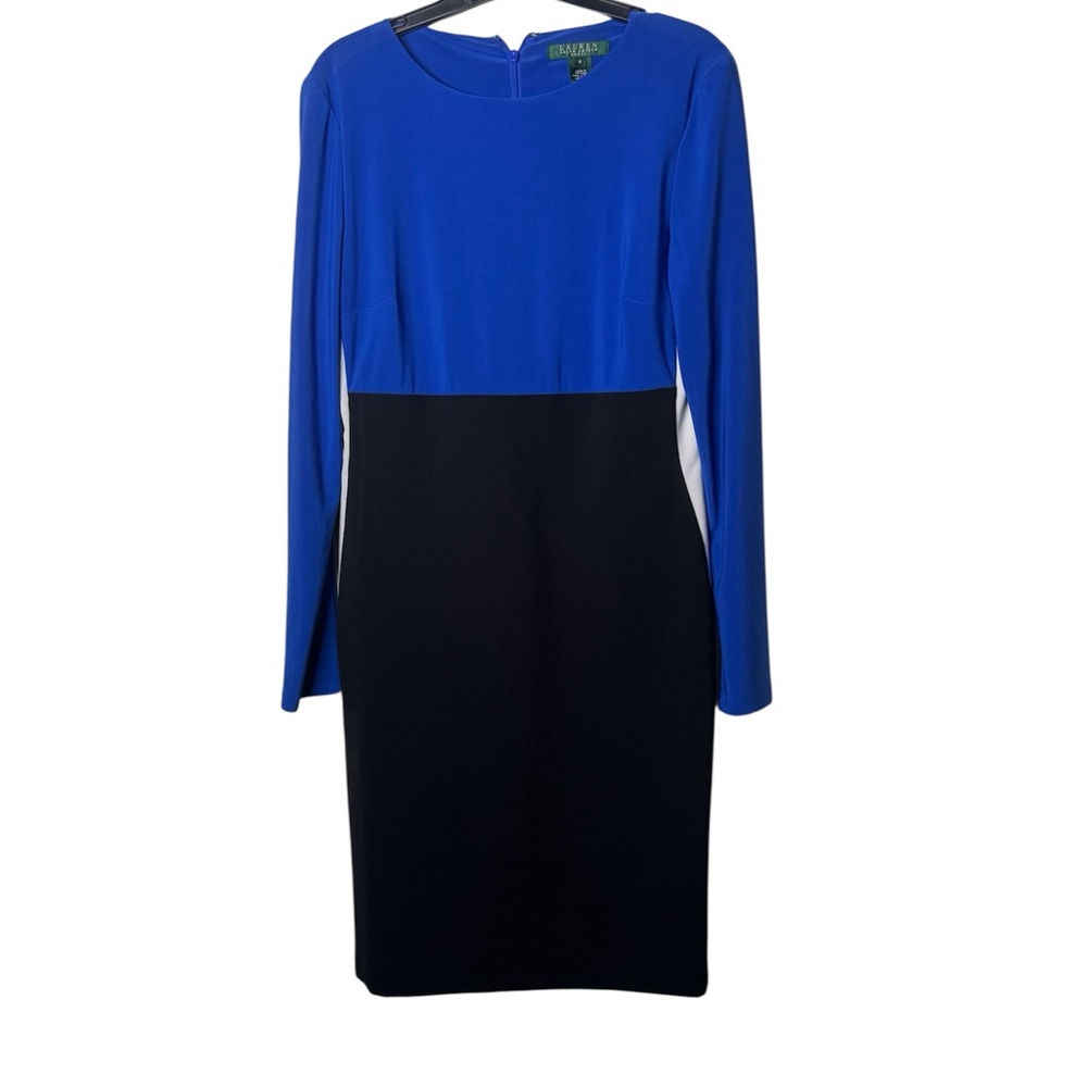 Ralph Lauren Blue and Black Long Sleeve Dress